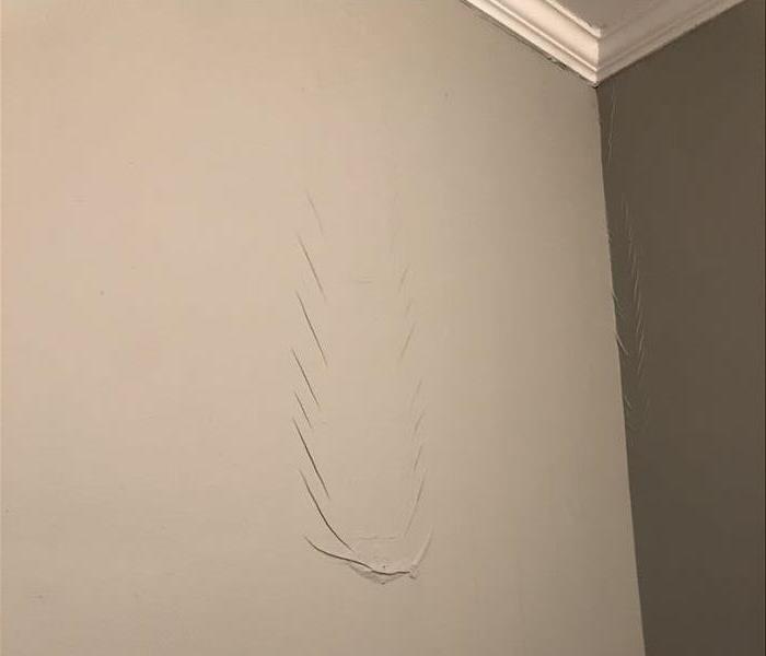 wavy, blistering latex paint surface on a wall