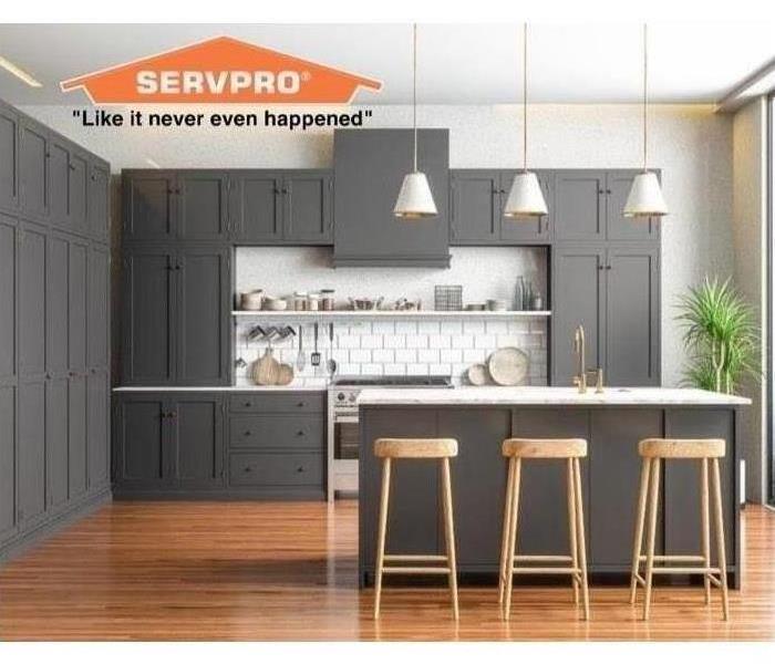 SERVPRO logo over kitchen